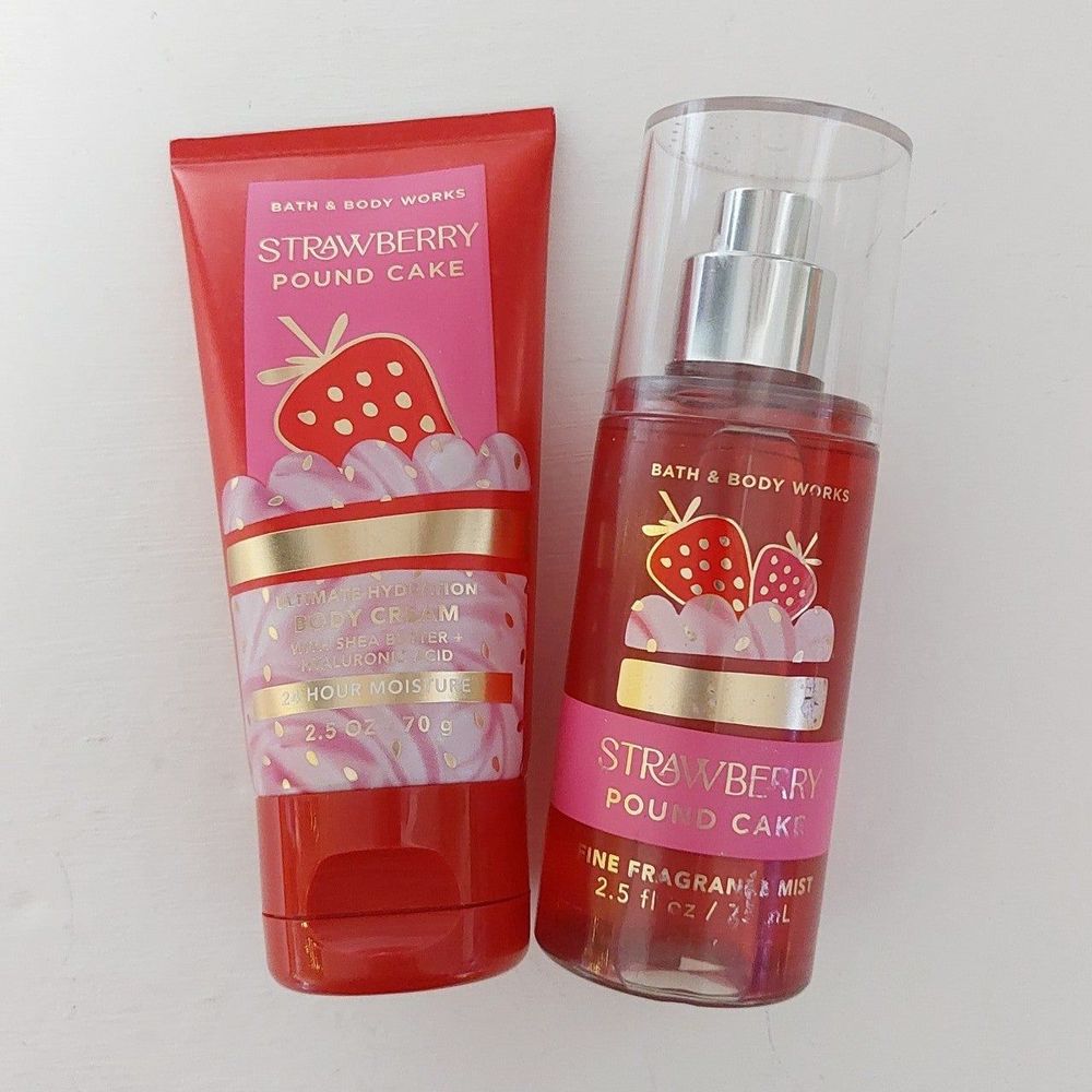 Bath & Body Works Strawberry Pound Cake Fine Fragrance Mist and Body Cream